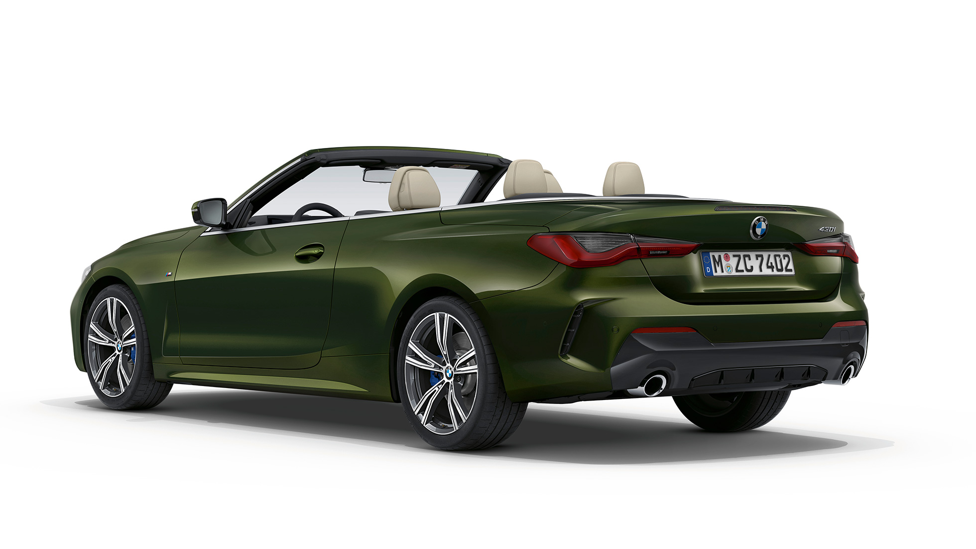 BMW 4 Series Convertible G23 2020 Model M Sport Sanremo Green metallic three-quarter rear view