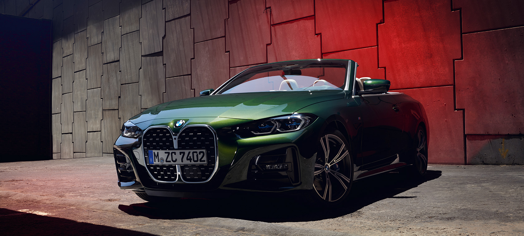 BMW 4 Series Convertible G23 2020 Sanremo Green metallic three-quarter front view 