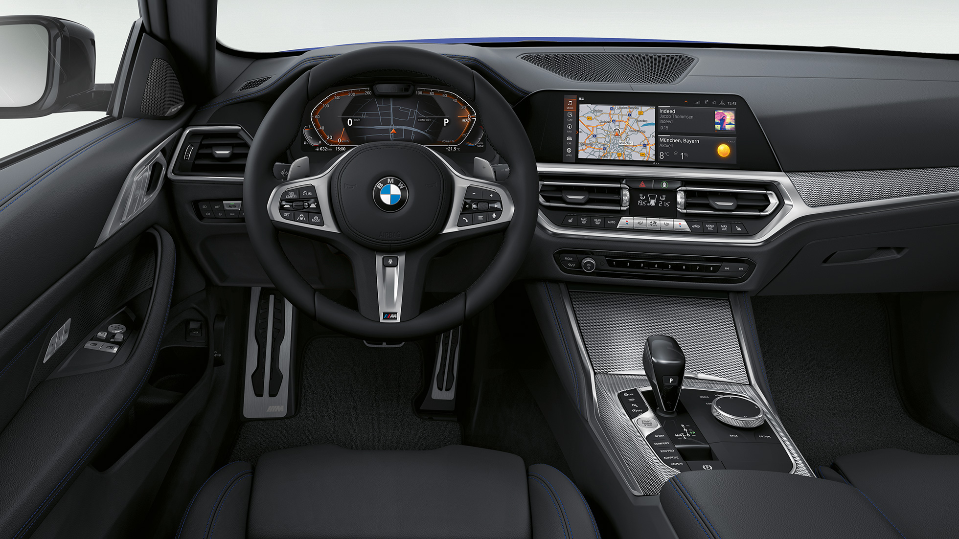 Upholstery in Exclusive Leather BMW 4 Series Coupé G22 2020 M Sport package interior 