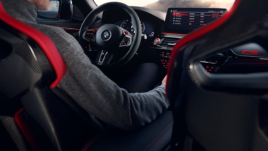 BMW M5 CS F90 2021 interior cockpit with driver